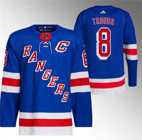 Men%27s New York Rangers #8 Jacob Trouba Blue Stitched Jersey Dzhi->new york rangers->NHL Jersey